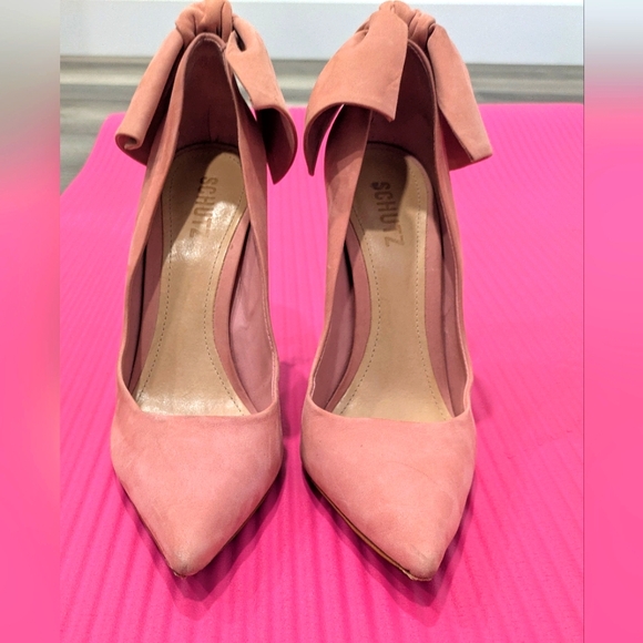 Schutz Blasiana Poppy Rose Pink Heels with Bow - Picture 5 of 6